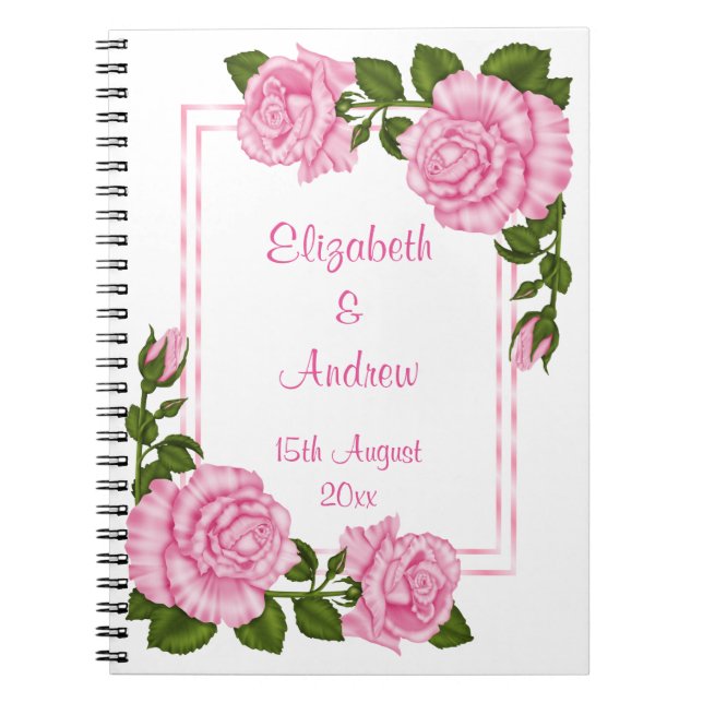 Caderno Espiral Belos Ramos de Canto Rosa Casamento (Frente)