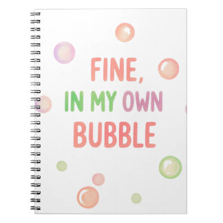 Caderno Espiral Bem, Na Minha Própria Bolha - Bolha Pastel
