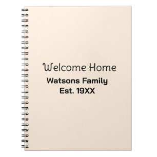 Caderno Espiral Bem-vindo ao lar sobrenome est. Ano casa de hósped
