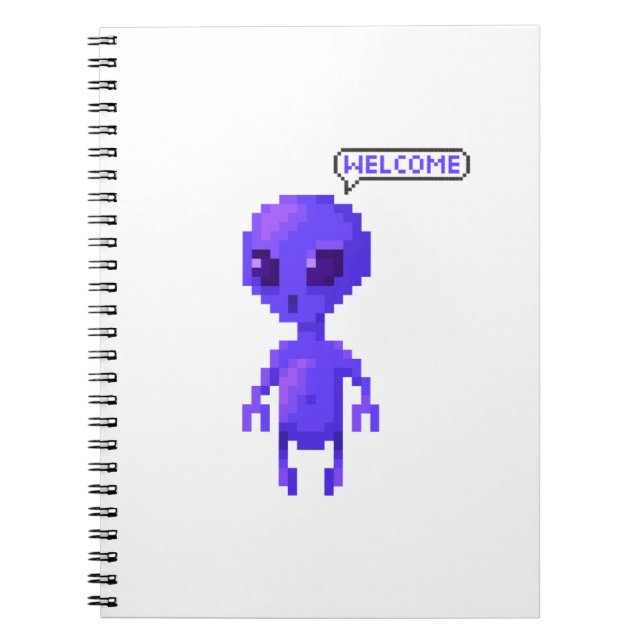 Caderno Espiral Bem-vindo Gamer Alien Pixel (Frente)