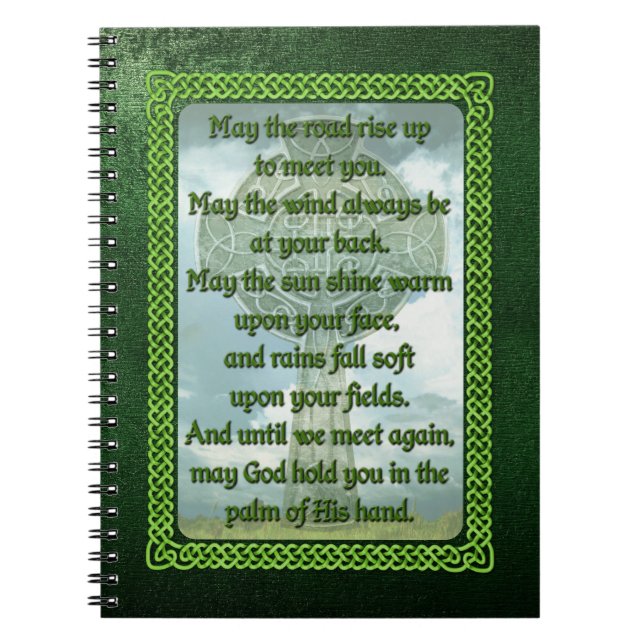 Caderno Espiral Bênção irlandesa verde (Frente)