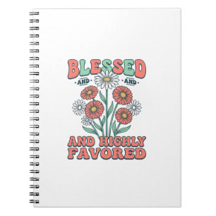 Caderno Espiral Bendita e Altamente Favorecida Decoração Floral Vi