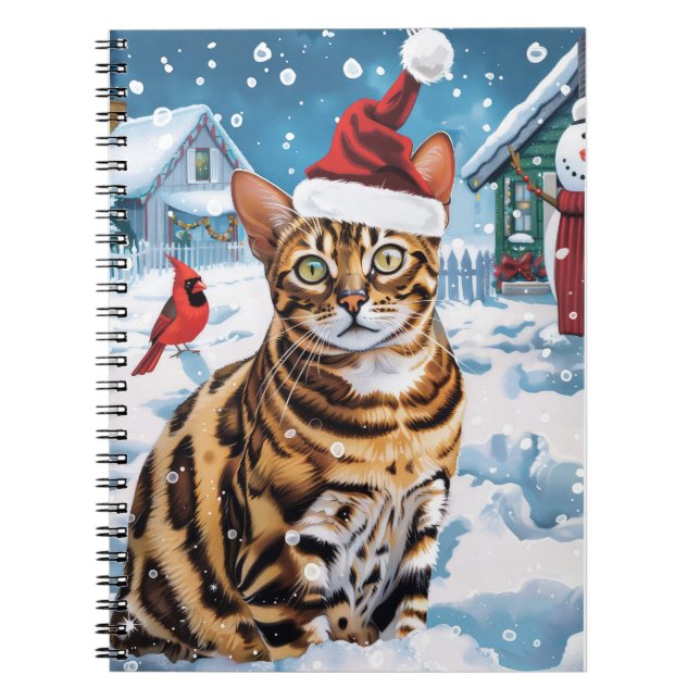 Caderno Espiral Bengal Cat Winter Wonderland Natal Joy (Frente)