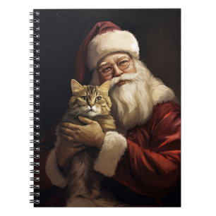 Caderno Espiral Bengala Cat com Papai Noel Natal Festivo