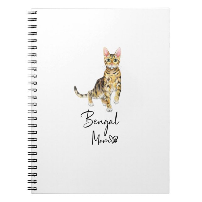 Caderno Espiral Bengala Mãe Gato Bonito Mãe Gatinha Gpresente (Frente)