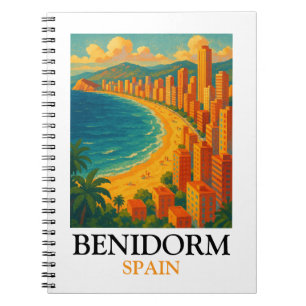 Caderno Espiral Benidorm Vintage Espanha Férias de Verão
