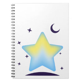 Caderno Espiral Berçário Caprichoso de Estrelas e Lua em Pastel