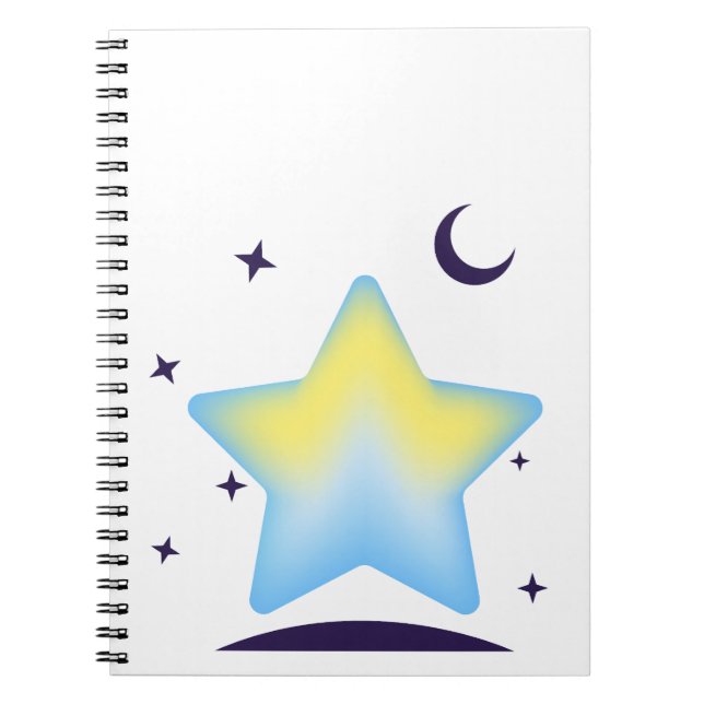 Caderno Espiral Berçário Caprichoso de Estrelas e Lua em Pastel (Frente)