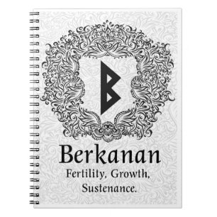 Caderno Espiral Berkanan Rune/Fertilidade/Versão Branca