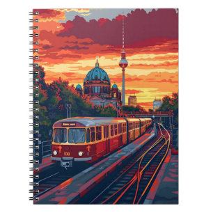 Caderno Espiral Berlin Twilight: Sinfonia Skyline em matizes roxos