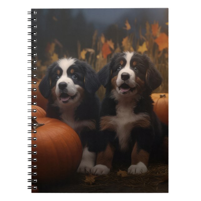 Caderno Espiral Bernese Mountain Puppy Autumn Delight Pumpkin (Frente)