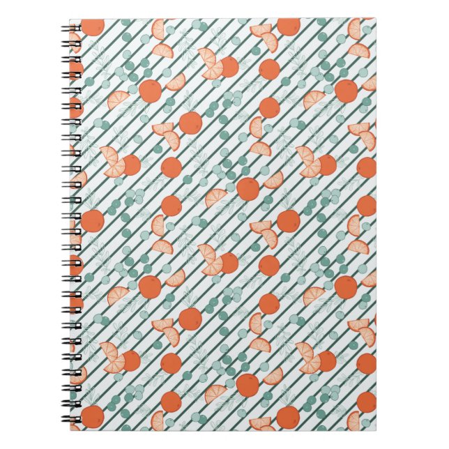 Caderno Espiral Berry Citrus - Stripes Verdes Escuras (Frente)