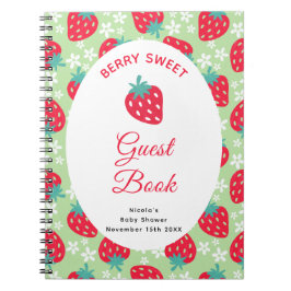 Caderno Espiral Berry Sweet Green Strawberry Baby Shower Guest Boo