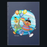 Caderno Espiral Bert e Ernie Birthday Balloons<br><div class="desc">Veja esta ilustração de Bert e Ernie com balões de aniversário coloridos!</div>