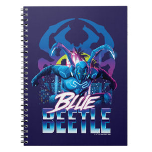 Caderno Espiral Besouro Azul Retrowave City Sunset
