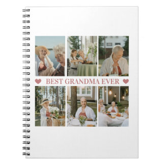 Caderno Espiral Best Grandma Ever Photo Collage – Gift with Hearts