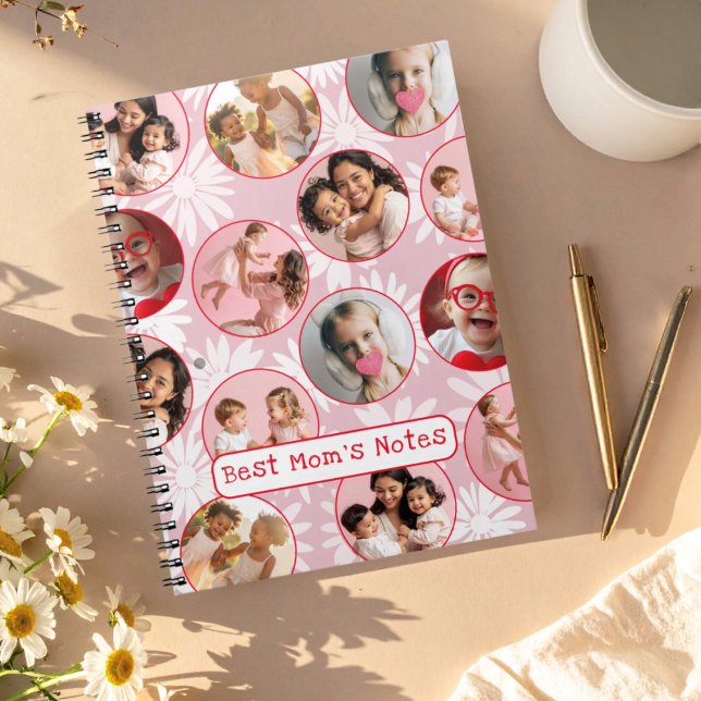 Caderno Espiral Best Mom’s Notes | Pink Retro Photo Notebook  (Criador carregado)