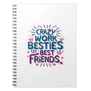 Caderno Espiral Besties De Trabalho Loucas São Melhores Amigos Tra