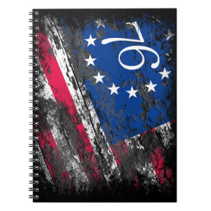 Caderno Espiral Betsy Ross Flag 1776 Patriótico 4 de julho