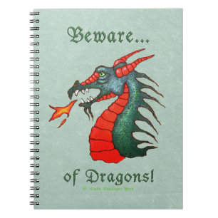 Caderno Espiral Beware da pintura dos dragões