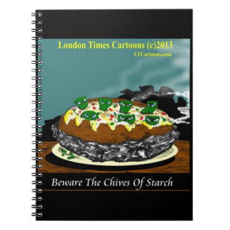Caderno Espiral Beware the Chives of Starch – Funny Foodie Cartoon