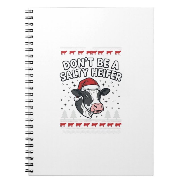 Caderno Espiral Bezerra Salgada Natal Vaca Engravura Divertida Vin (Frente)