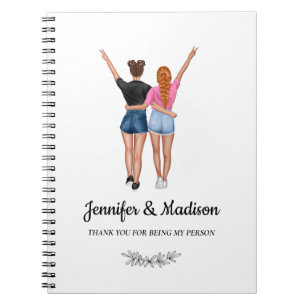 Caderno Espiral BFF Besties de Melhores Amigos Nome Personalizado
