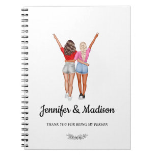 Caderno Espiral BFF Besties de Melhores Amigos Nome Personalizado
