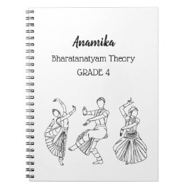 Caderno Espiral Bharatanatyam com teoria personalizada de dança es