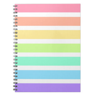 Caderno Espiral Bibblegum arco-íris e listras brancas