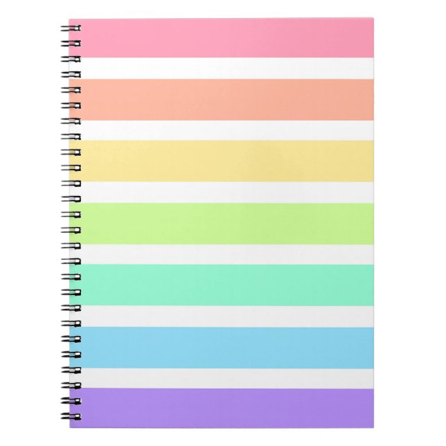 Caderno Espiral Bibblegum arco-íris e listras brancas (Frente)