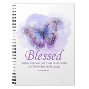 Caderno Espiral Bíblia cristã de mulher Verse Butterfly:Abençoa