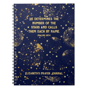 Caderno Espiral Bíblia Cristã Verse Cite Estrelas Celestiais Nome