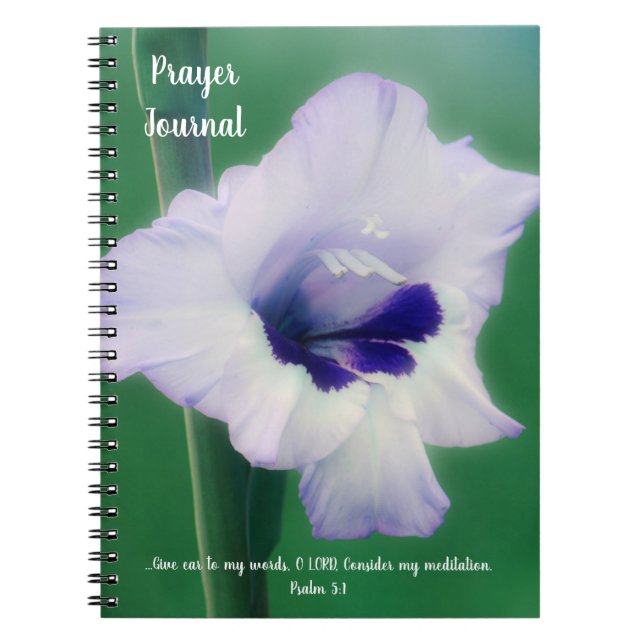 Caderno Espiral Bíblia de Arte com Flor Roxo Azul Diário Verso (Frente)