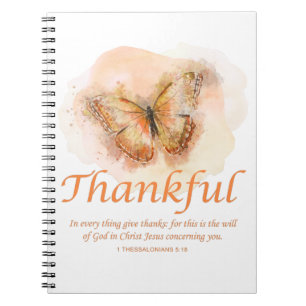 Caderno Espiral Bíblia de borboleta cristã das mulheres Verso: O