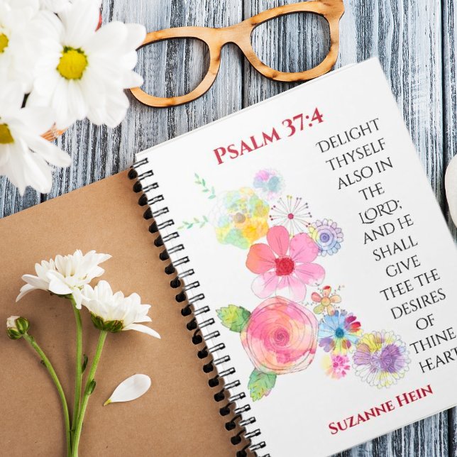Caderno Espiral Bíblia de Devocional Feminino Floral do Salmo 37 c (Criador carregado)
