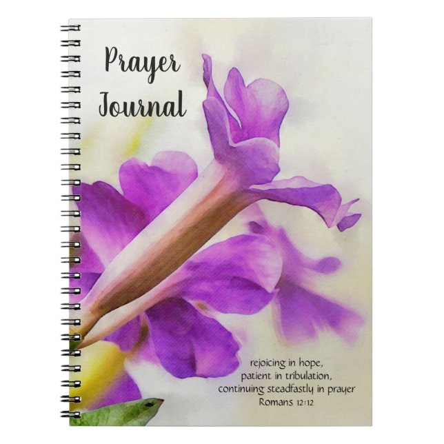 Caderno Espiral Bíblia de Fé de Arte Flor Roxo Diário Verso (Frente)