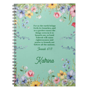 Caderno Espiral Bíblia de Jardim de Flores Selvagens primavera Ver