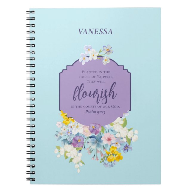 Caderno Espiral Bíblia Floral de Primavera de Aquarela Verso Perso (Frente)