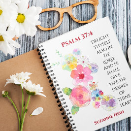 Caderno Espiral Bíblia Jornal Devocional da Mulher Floral Salmo 37