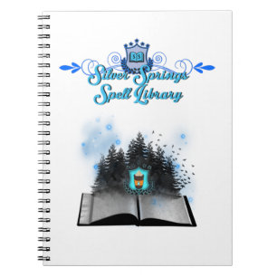 Caderno Espiral biblioteca de feitiços de primaveras prateados