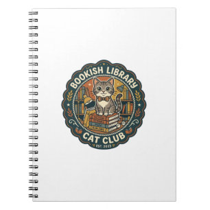 Caderno Espiral Biblioteca Felina Livresca Arte Vetorial POD - Lib
