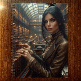 Caderno Espiral Biblioteca Linda Steampunk