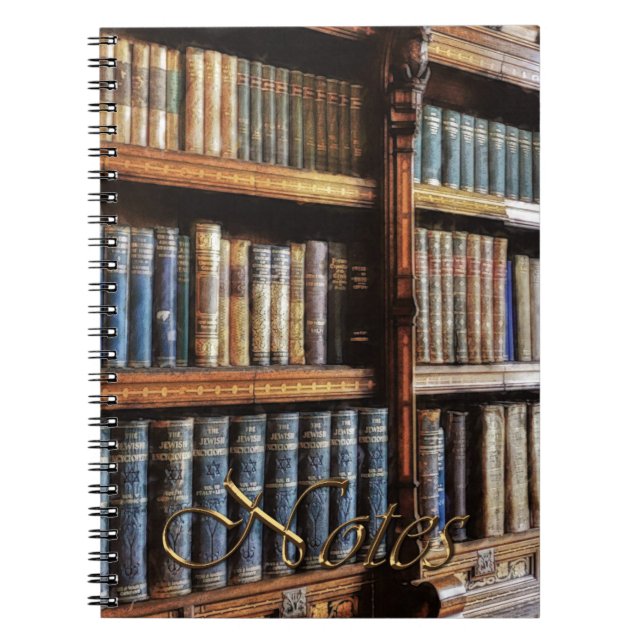 Caderno Espiral Biblioteca Medieval e Livros de Antiguidade (Frente)