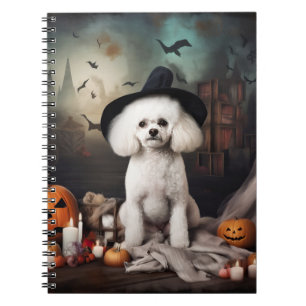 Caderno Espiral Bichon Frise Abóboras Halloween Assustador
