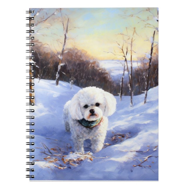 Caderno Espiral Bichon Frise Deixe-A Neve Natal (Frente)