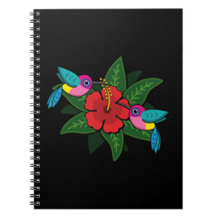 Caderno Espiral Bichos-do-mato-bonitos no Hibiscus Flower Cartoon