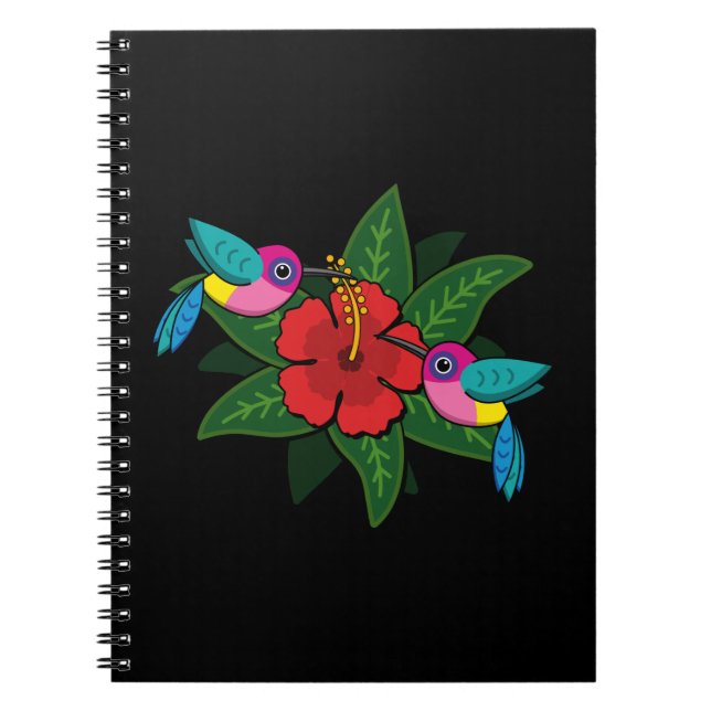 Caderno Espiral Bichos-do-mato-bonitos no Hibiscus Flower Cartoon (Frente)
