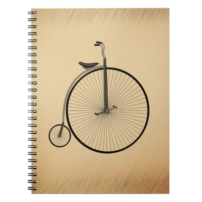 Caderno Espiral Bicicleta Antiga de Roda Alta Rústica (Frente)