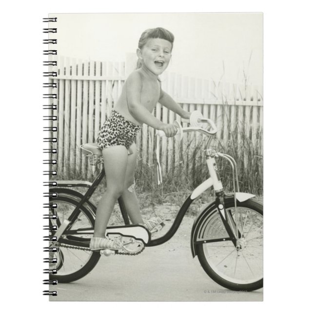 Caderno Espiral Bicicleta da equitação da menina (Frente)